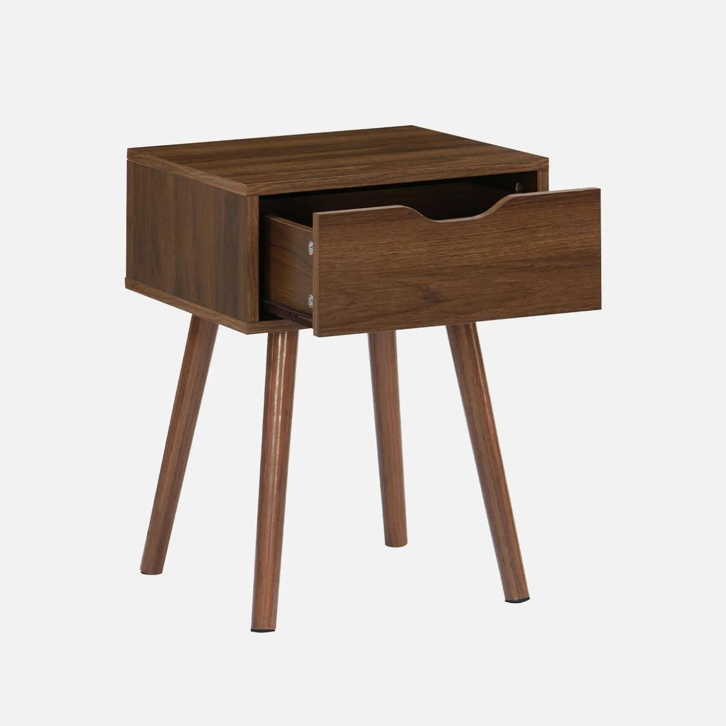 Nachttisch mit nussfarbenem Holzdekor, 1 Schublade