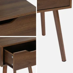 Nachttisch mit nussfarbenem Holzdekor, 1 Schublade