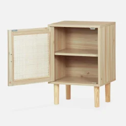 Nachttisch mit Rattan-Geflecht
