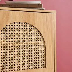 Nachttisch mit Rattan-Geflecht und 1 Tür