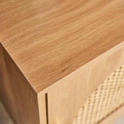 Nachttisch mit Rattan-Geflecht und 1 Tür