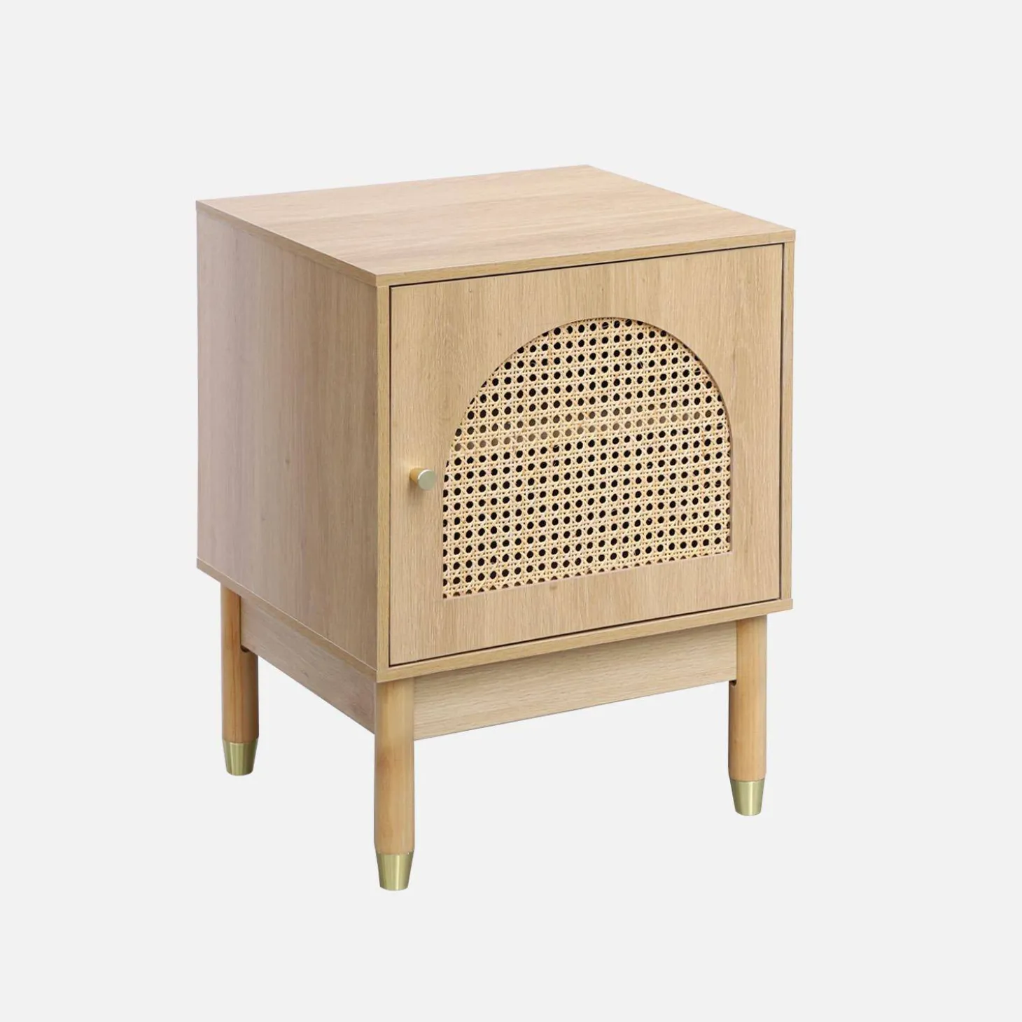 Nachttisch mit Rattan-Geflecht und 1 Tür