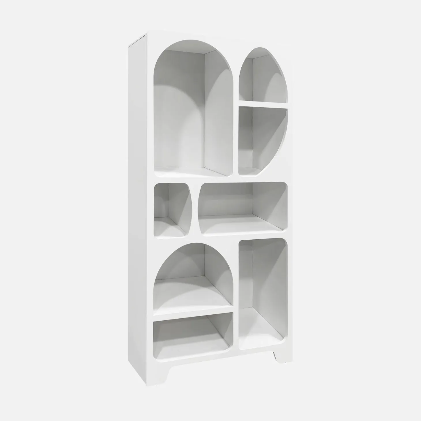 Organisches Bücherregal mit weißer Holzoptik 8 Fächer