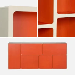 Organisches Bücherregal mit zweifarbigem Holzdekor, 8 Fächer