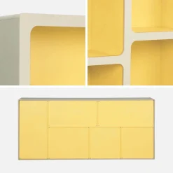 Organisches Bücherregal mit zweifarbigem Holzdekor, 8 Fächer