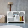 Organisches Sideboard mit 6 Fächern in Holzoptik weiß 120cm