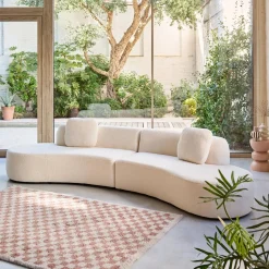 Organisches 5-Sitzer-Sofa mit Bouclé-Bezug