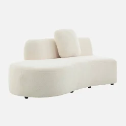 Organisches 2-3-Sitzer-Sofa mit Bouclé-Bezug und einer kleinen Recamiere