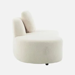 Organisches 2-3-Sitzer-Sofa mit Bouclé-Bezug und einer kleinen Recamiere
