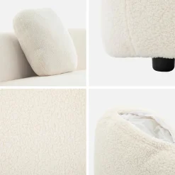 Organisches 2-3-Sitzer-Sofa mit Bouclé-Bezug und einer kleinen Recamiere