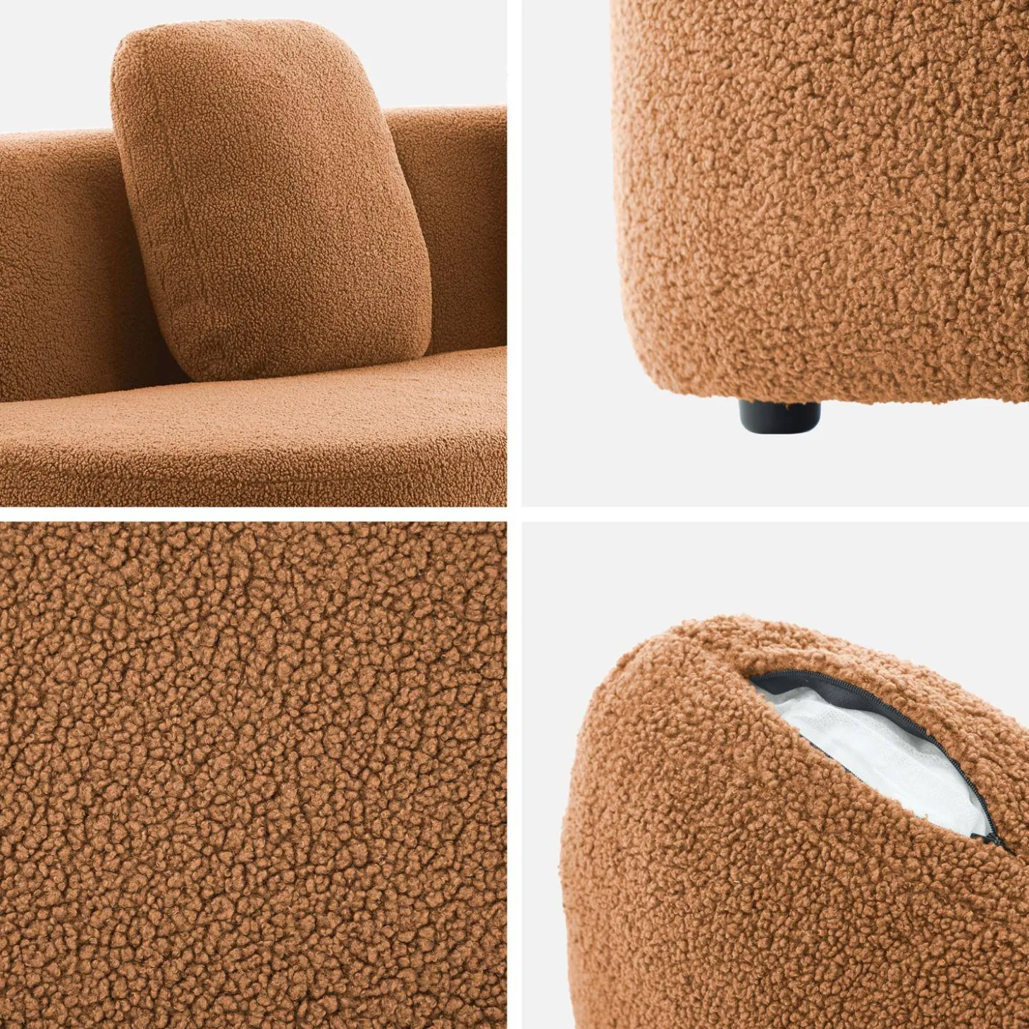 Organisches Sofa, 3-Sitzer mit Bouclé-Bezug