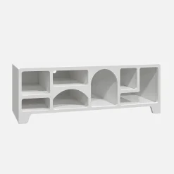 Organisches TV-Möbel mit Holzeffekt weiß 160cm