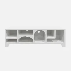 Organisches TV-Möbel mit Holzeffekt weiß 160cm