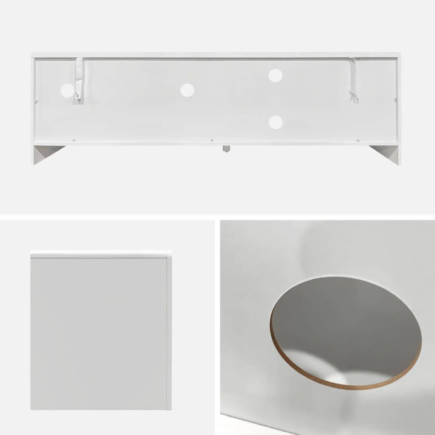 Organisches TV-Möbel mit Holzeffekt weiß 160cm