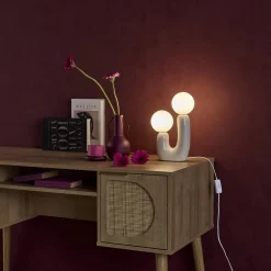 Organische Tischlampe Keramik und Glas H 31cm