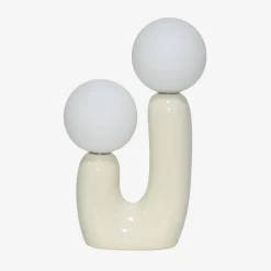 Organische Tischlampe Keramik und Glas H 31cm