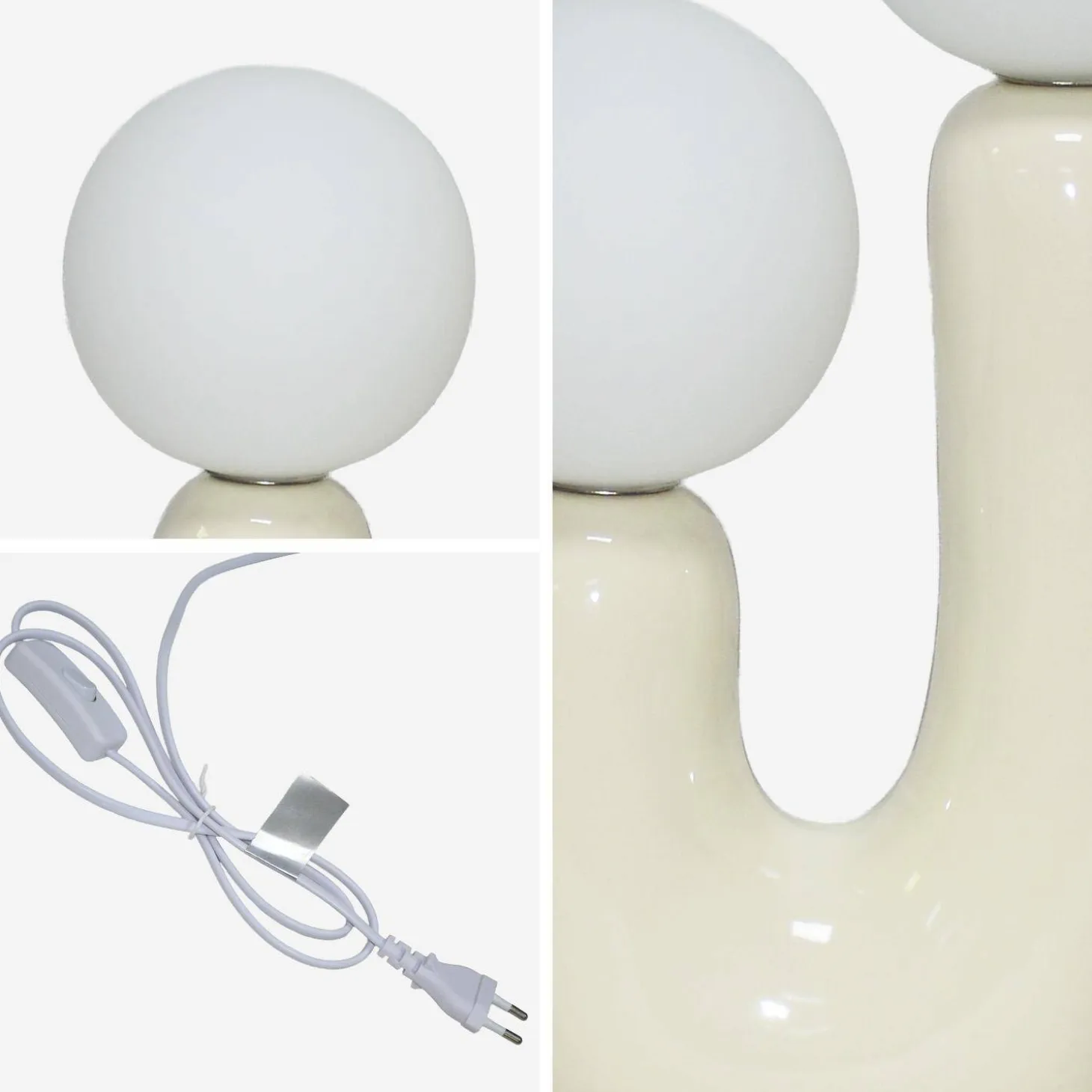 Organische Tischlampe Keramik und Glas H 31cm