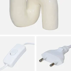 Organische Tischlampe lackierter Keramiksockel H 45cm
