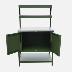 Outdoor-Küche aus Stahl mit 2 hängenden Regalböden und 2 Türen L 80 cm