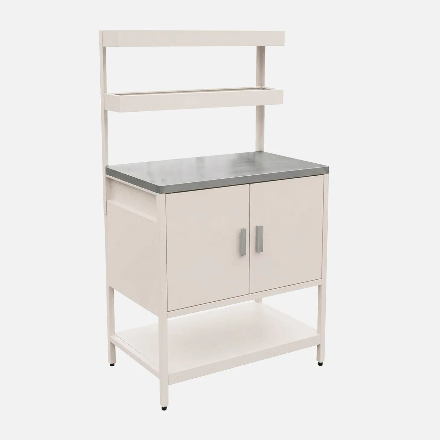 Outdoor-Küche aus Stahl mit 2 hängenden Regalböden und 2 Türen L 80 cm