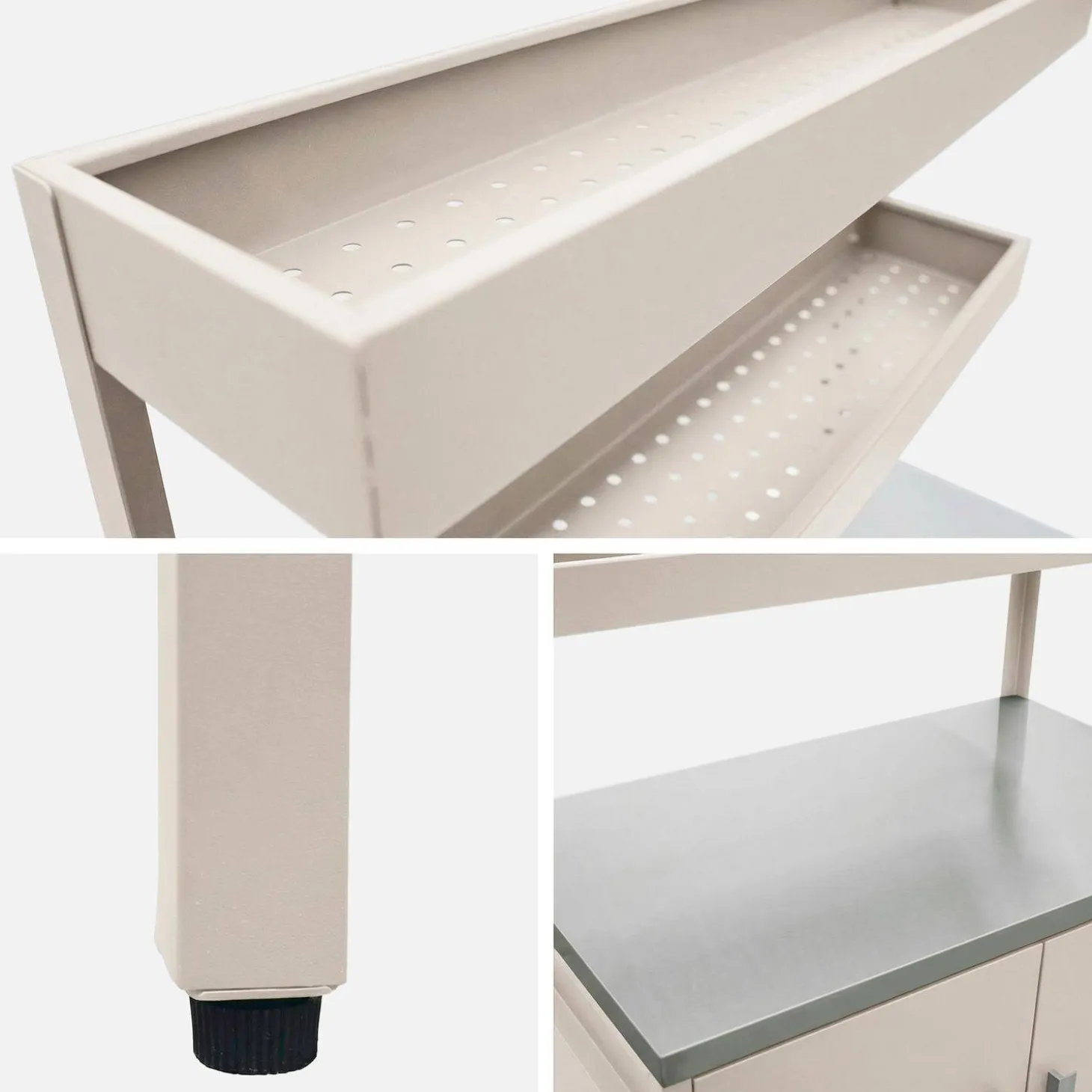 Outdoor-Küche aus Stahl mit 2 hängenden Regalböden und 2 Türen L 80 cm