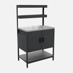 Outdoor-Küche aus Stahl mit 2 hängenden Regalböden und 2 Türen L 80 cm