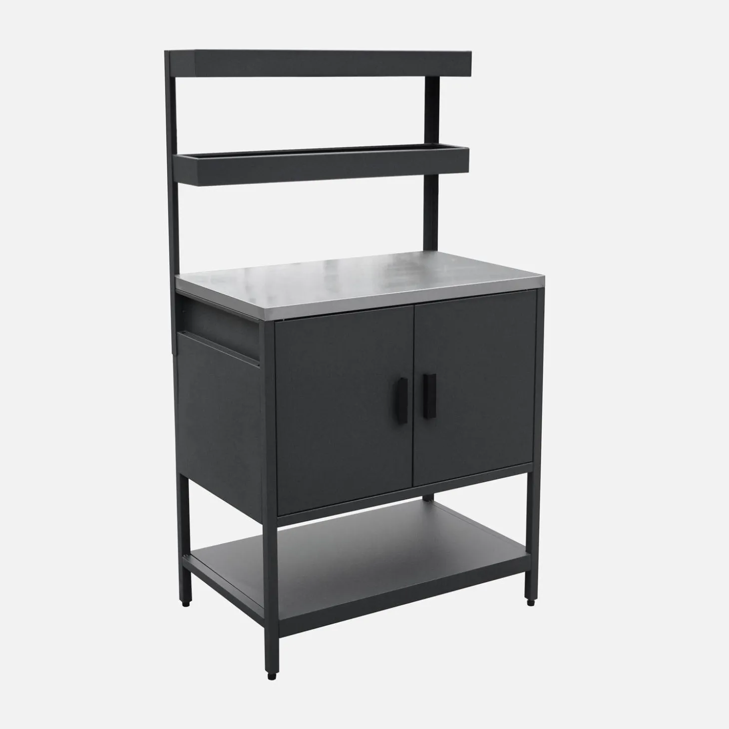 Outdoor-Küche aus Stahl mit 2 hängenden Regalböden und 2 Türen L 80 cm