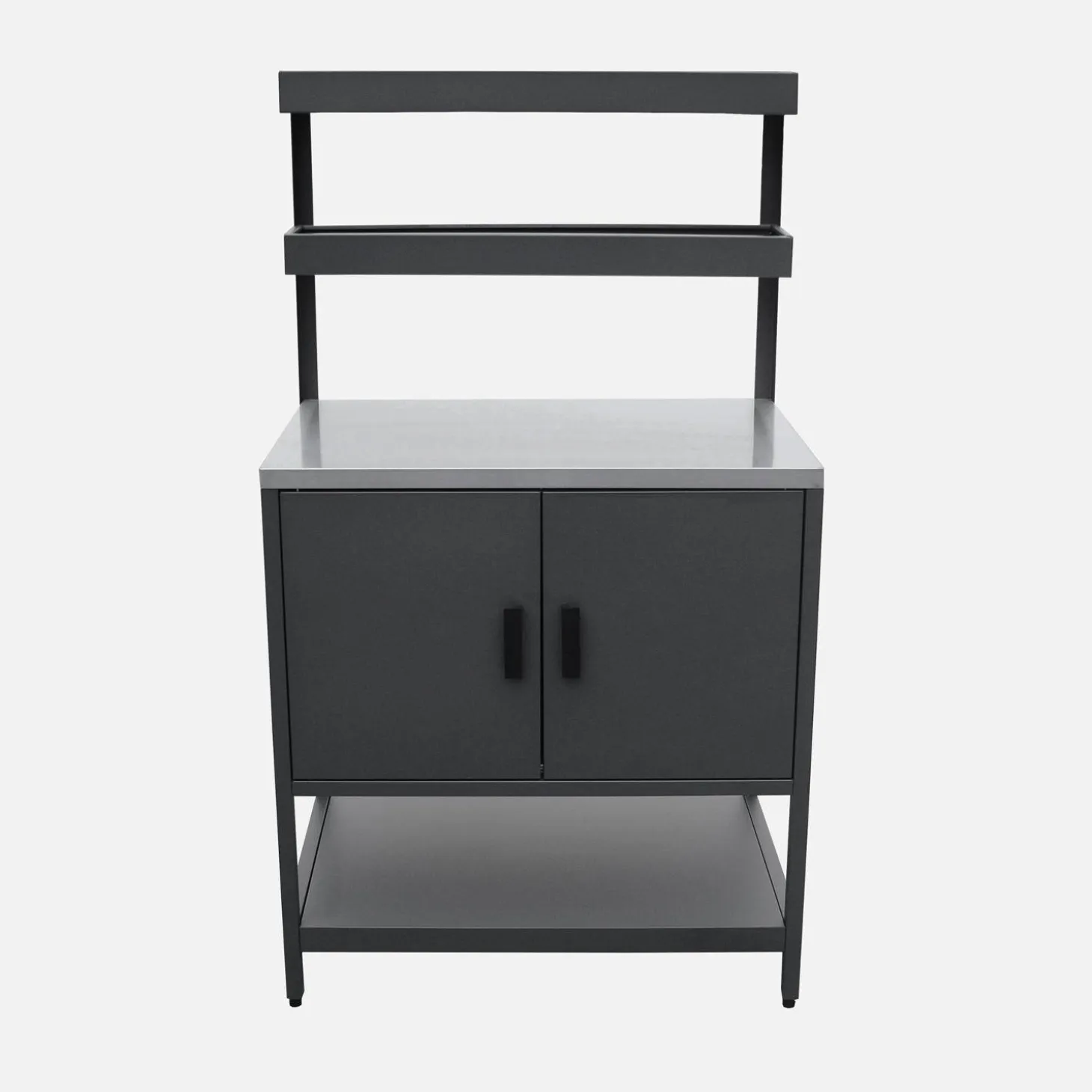 Outdoor-Küche aus Stahl mit 2 hängenden Regalböden und 2 Türen L 80 cm