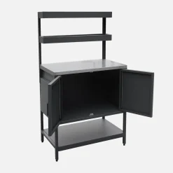 Outdoor-Küche aus Stahl mit 2 hängenden Regalböden und 2 Türen L 80 cm
