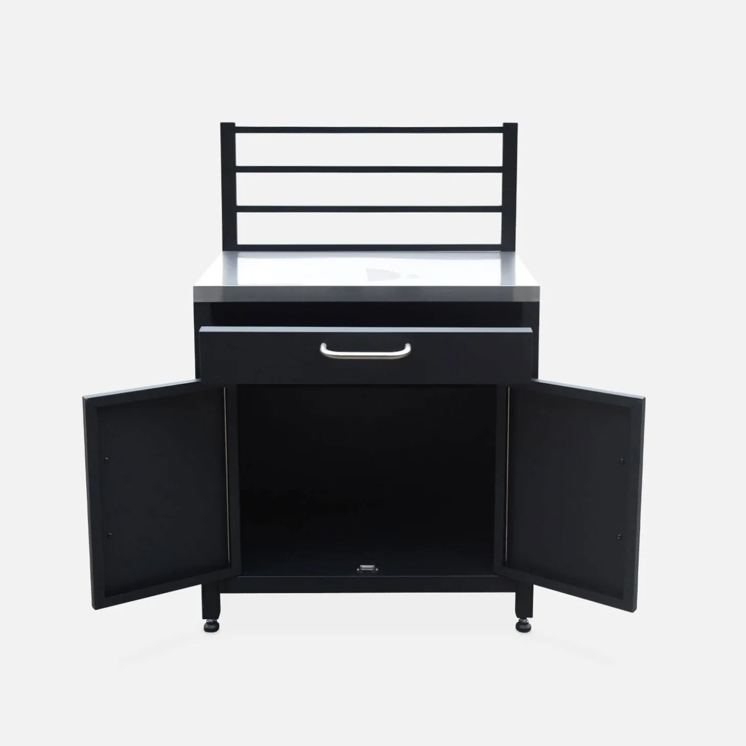 Outdoor-Küchenmöbel aus Stahl 1 Schublade, 2 Türen und Stangen L 80 cm
