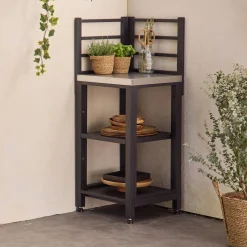 Outdoor-Küchenregal aus Stahl 2 Ablagen B 48,5 cm