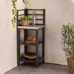 Outdoor-Küchenregal aus Stahl 2 Ablagen B 48,5 cm