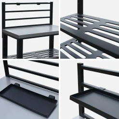 Outdoor-Küchenregal aus Stahl 2 Ablagen L80 cm