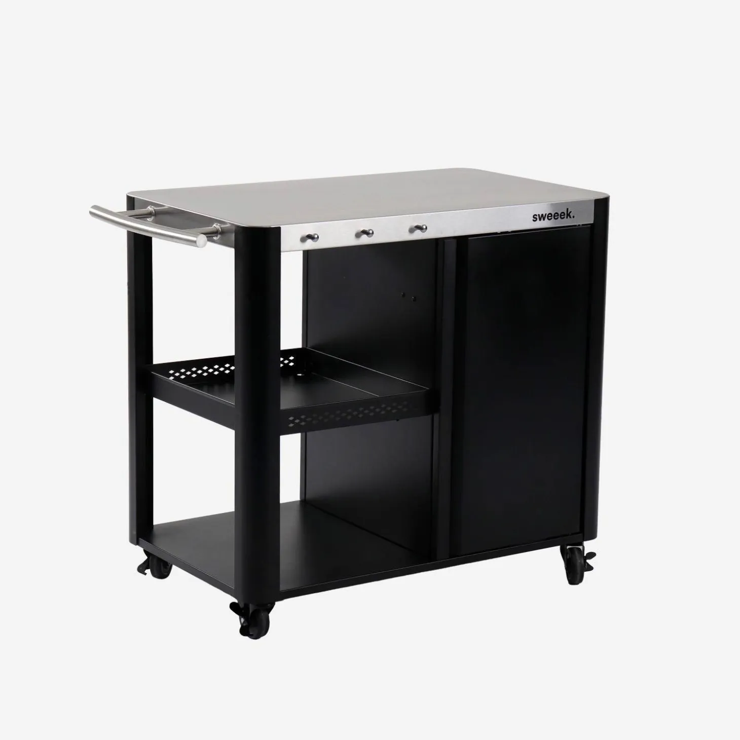 Outdoor-Servierwagen, Anrichte aus Edelstahl 94,5 cm mit klappbarer Ablage