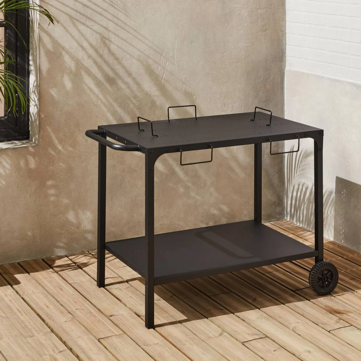 Outdoor-Servierwagen für Plancha, mit zwei Rädern