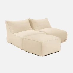2 Outdoor Sessel und 1 Fußhocker mit Olefin-Bezug