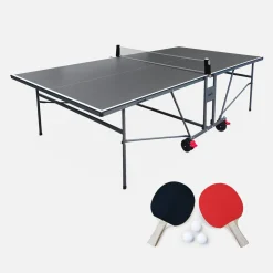 Outdoor-Tischtennisplatte premium mit 2 Schlägern und 3 Bällen + Abdeckung