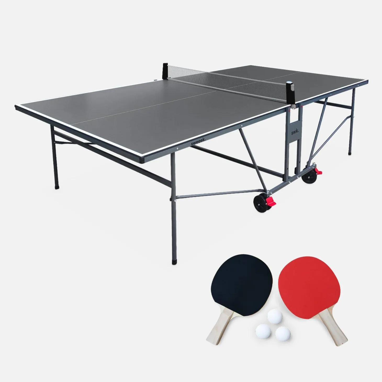 Outdoor-Tischtennisplatte premium mit 2 Schlägern und 3 Bällen + Abdeckung