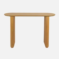 Ovale Konsole aus Heveaholz mit Eichenfurnier
