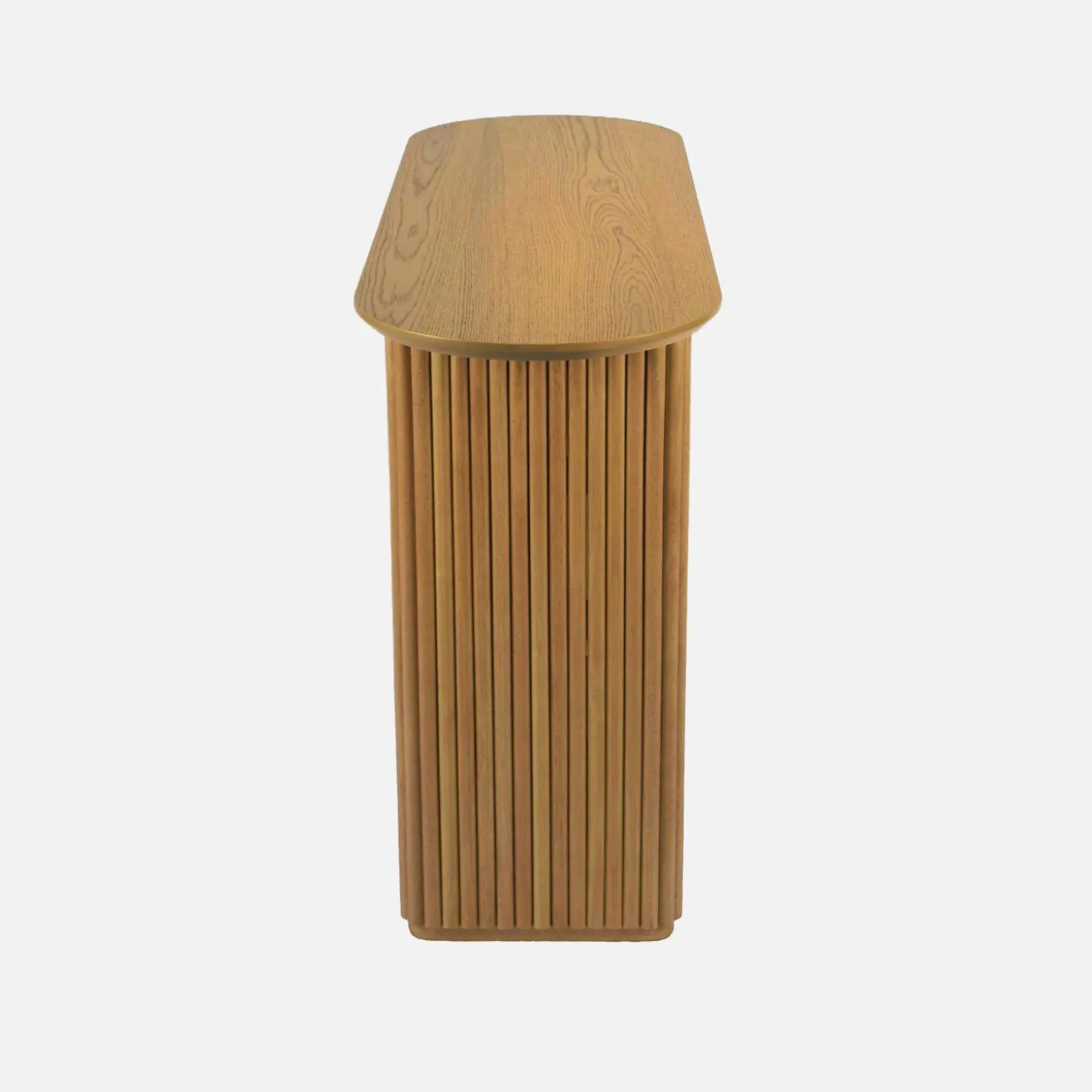 Ovale Konsole aus Heveaholz mit Eichenfurnier