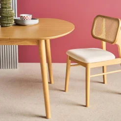 Ovaler ausziehbarer Esszimmer-Tisch Heveaholz und Eichenfurnier, für 4-6 Personen