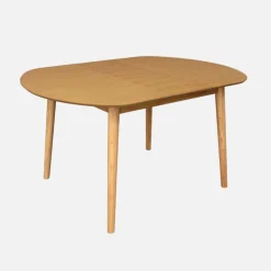 Ovaler ausziehbarer Esszimmer-Tisch Heveaholz und Eichenfurnier, für 4-6 Personen