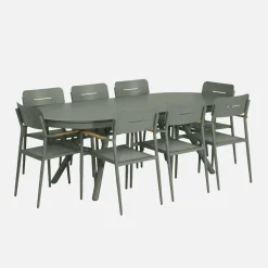 Ovaler ausziehbarer Gartentisch aus Aluminium 220/280cm für 10 Personen