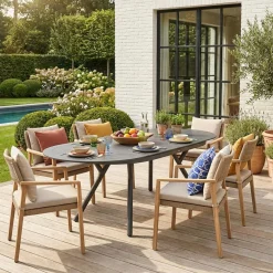 Ovaler ausziehbarer Gartentisch aus Aluminium 220/280cm für 10 Personen