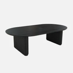 Ovaler Couchtisch Heveaholz und Eichenfurnier