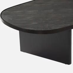 Ovaler Couchtisch Mangoholz und Steinfurnier