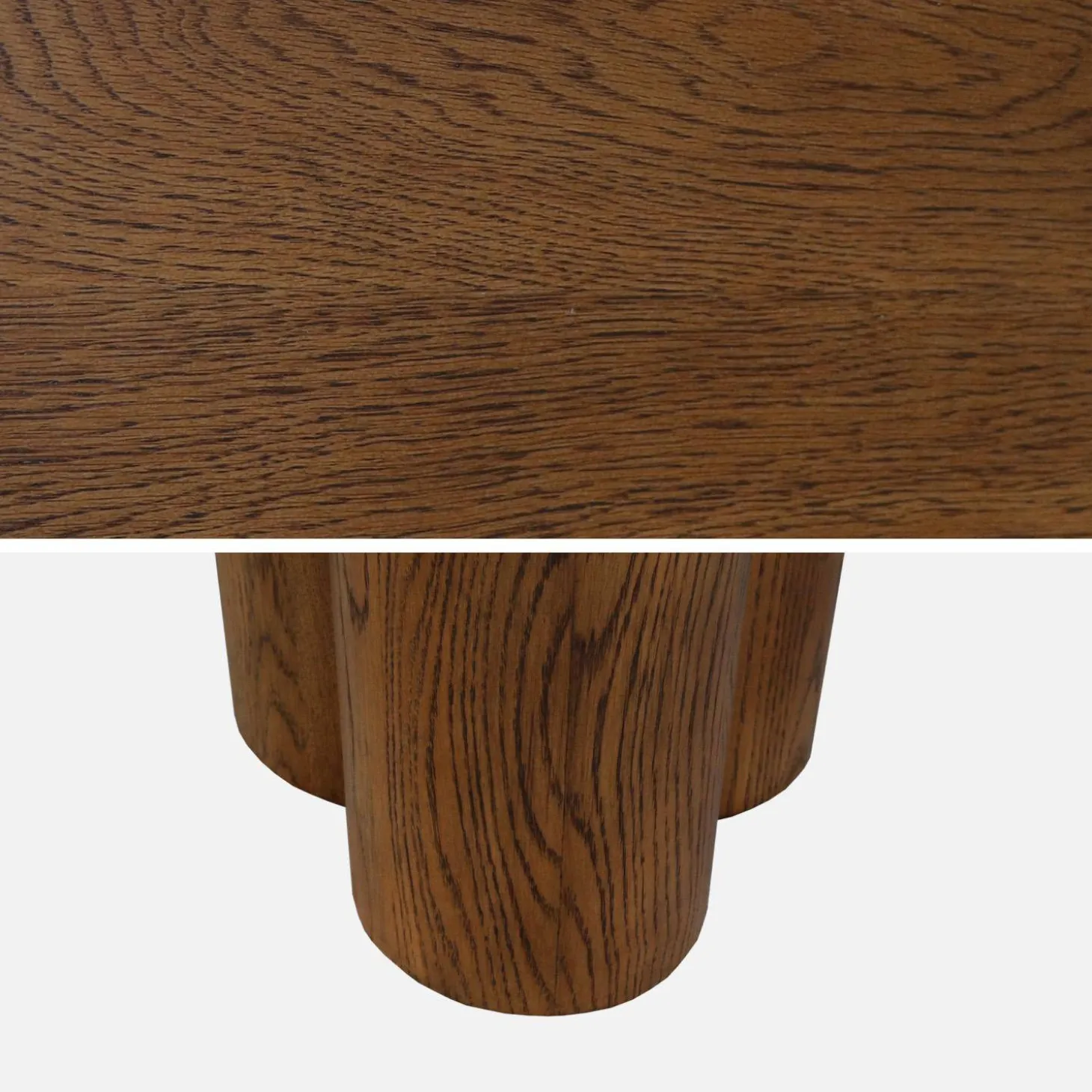 Ovaler Esstisch aus Heveaholz und Eichenfurnier 8 Plätze 220 cm