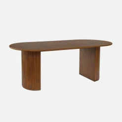Ovaler Esstisch 200 cm Heveaholz und Eichenfurnier für 6-8 Personen