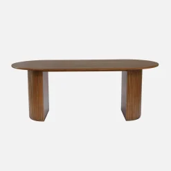 Ovaler Esstisch 200 cm Heveaholz und Eichenfurnier für 6-8 Personen
