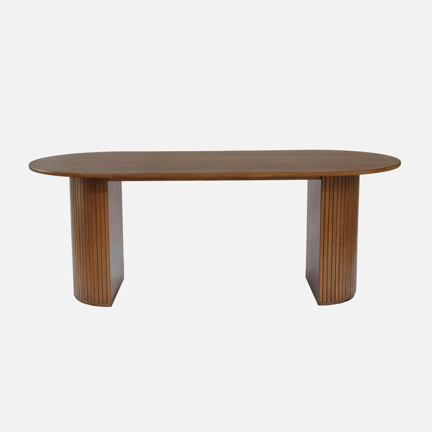 Ovaler Esstisch 200 cm Heveaholz und Eichenfurnier für 6-8 Personen
